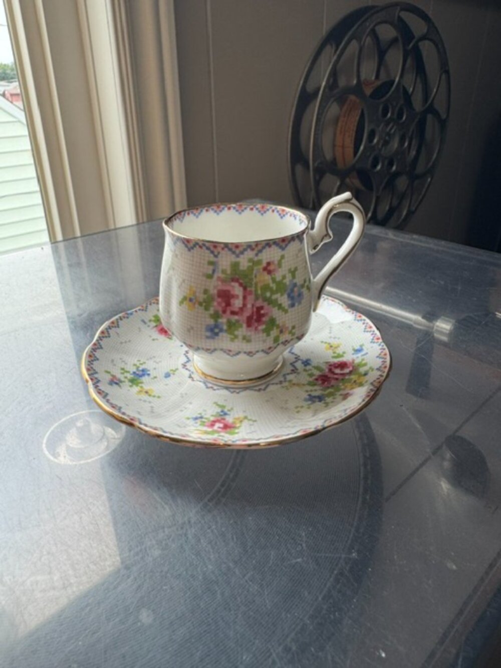 Royal Albert Petit Point Demitasse Cup & Saucer Bone China England